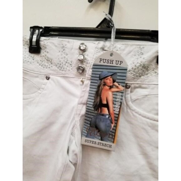 Queen Jeans Premium White Denim Push Up Style fllattering slimming tapered ankle - Picture 3 of 4